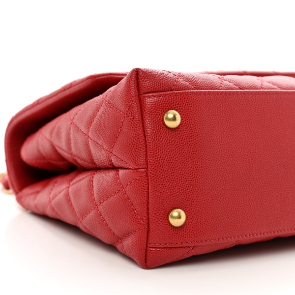 CHANEL Caviar Quilted Small Coco Handle Flap Red - Picture 7 of 7